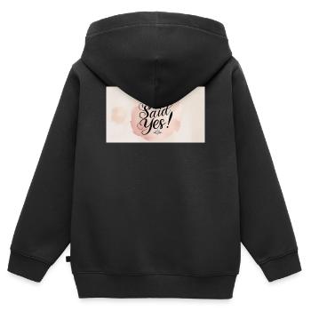 Sie sagte Ja – Verlobungsfeier Stil - Kinder Premium Organic Zip Hoodie - Schwarz - Hinten - AI Model Kid Male (0cm)