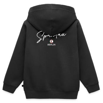 Spandau - Drapeau de Berlin - Ours de Berlin - Sweat Premium à capuche zippé enfant bio - noir - Dos - AI Model Kid Male (0cm)