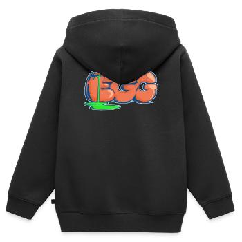 Ei, gezogenes Wort - Kinder Premium Organic Zip Hoodie - Schwarz - Hinten - AI Model Kid Male (0cm)