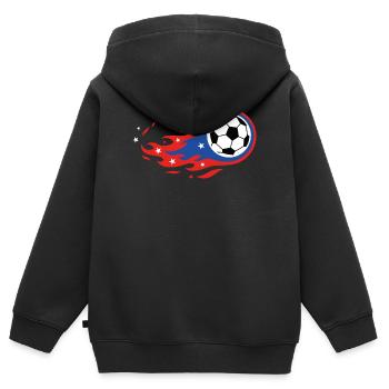 Maillot de fan de Football Soccer USA Fireball Comet - Sweat Premium à capuche zippé enfant bio - noir - Dos - AI Model Kid Male (0cm)