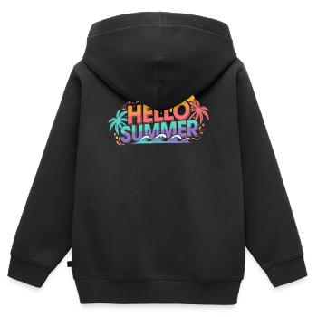 Bonjour Explosion des Vagues de Couleurs des Palmiers d’Été - Sweat Premium à capuche zippé enfant bio - noir - Dos - AI Model Kid Male (0cm)