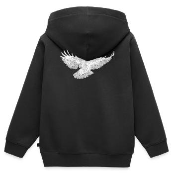 Art de silhouette de l’oiseau de proie en vol - Sweat Premium à capuche zippé enfant bio - noir - Dos - AI Model Kid Male (0cm)