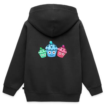Cupcakes,Muffins,Famille,Gâteaux,Famille Muffin - Sweat Premium à capuche zippé enfant bio - noir - Dos - AI Model Kid Male (0cm)