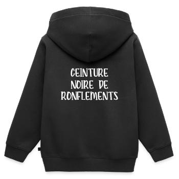 ceinture noire de ronflements - Sweat Premium à capuche zippé enfant bio - noir - Dos - AI Model Kid Male (0cm)