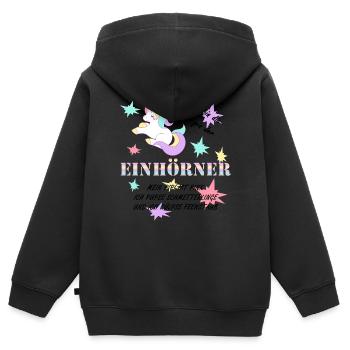 Die Königin der Einhörner! - Kinder Premium Organic Zip Hoodie - Schwarz - Hinten - AI Model Kid Male (0cm)