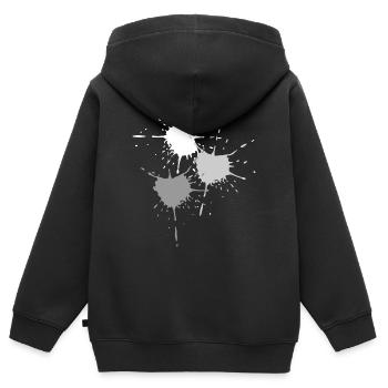 Kunst - Explodierende Farbkleckse in grau - Kinder Premium Organic Zip Hoodie - Schwarz - Hinten - AI Model Kid Male (0cm)