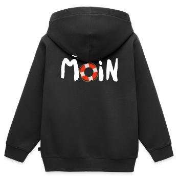 Moin Möwe Rettungsring nordisch - Kinder Premium Organic Zip Hoodie - Schwarz - Hinten - AI Model Kid Male (0cm)