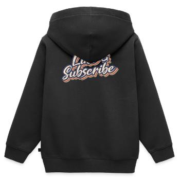 Like & Subscribe 70s Style - Kinder Premium Organic Zip Hoodie - Schwarz - Hinten - AI Model Kid Male (0cm)