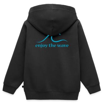 vague vague vague icône surf Icône logo - Sweat Premium à capuche zippé enfant bio - noir - Dos - AI Model Kid Male (0cm)