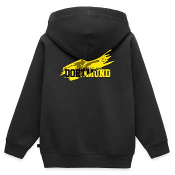 Fussball Dortmund - Kinder Premium Organic Zip Hoodie - Schwarz - Hinten - AI Model Kid Male (0cm)