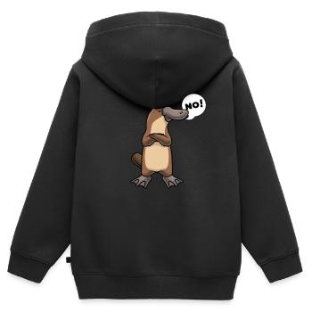 Sturer Schnabeltier lustige Tiere - Kinder Premium Organic Zip Hoodie - Schwarz - Hinten - AI Model Kid Male (0cm)