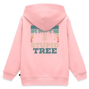 Stupid Tree Treejection Drôle Disc Golf Tosser - Sweat Premium à capuche zippé enfant bio - rose - Dos - AI Model Kid Female (0cm)