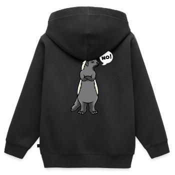 Miel Blaireau Ratel Mustelidae - Sweat Premium à capuche zippé enfant bio - noir - Dos - AI Model Kid Male (0cm)