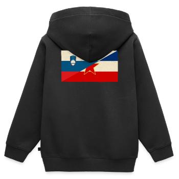 Slowenien und Jugoslawien Vintage Flagge - Kinder Premium Organic Zip Hoodie - Schwarz - Hinten - AI Model Kid Male (0cm)