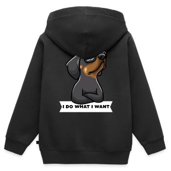 Sturer Slowakische Hund Schwarzwildbracke - Kinder Premium Organic Zip Hoodie - Schwarz - Hinten - AI Model Kid Male (0cm)