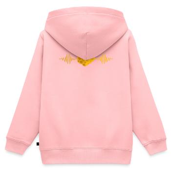Cheese Heartbeat Cheesy Lover Mozzarella Cheddar - Sweat Premium à capuche zippé enfant bio - rose - Dos - AI Model Kid Female (0cm)