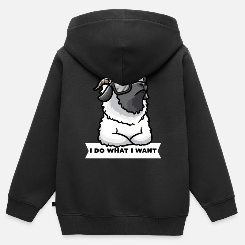 Moutons à nez noir du Valais têtus Moutons - Sweat Premium à capuche zippé enfant bio - noir