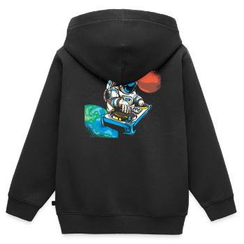 Techno Astronaute Musique Raver - Sweat Premium à capuche zippé enfant bio - noir - Dos - AI Model Kid Male (0cm)