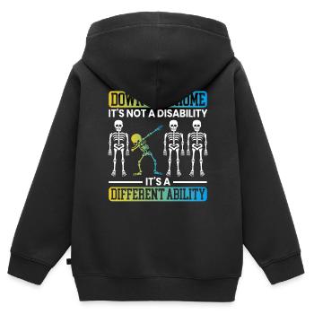 Ce n’est pas un handicap, c’est une capacité différente - Sweat Premium à capuche zippé enfant bio - noir - Dos - AI Model Kid Male (0cm)