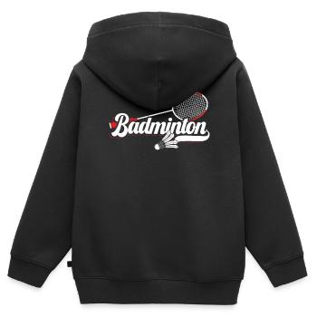 Entraîneur de badminton Racquet Sport Lover Smash - Sweat Premium à capuche zippé enfant bio - noir - Dos - AI Model Kid Male (0cm)