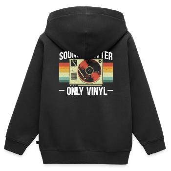Klingt besser auf Vinyl Record Album Classic Music - Kinder Premium Organic Zip Hoodie - Schwarz - Hinten - AI Model Kid Male (0cm)
