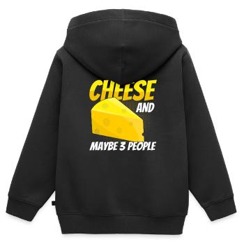 Fromage disant cadeau, amateur de fromage, amateur de fromage, fromage - Sweat Premium à capuche zippé enfant bio - noir - Dos - AI Model Kid Male (0cm)
