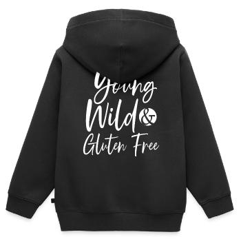 Young Wild And Gluten Free Celiac Disease - Kids Premium Organic Zip-up Hoodie - black - Back - AI Model Kid Male (0cm)