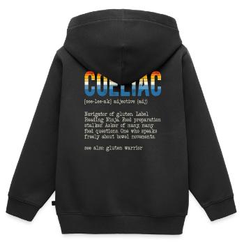Coeliac Definition Gluten Free Celiac Disease - Kids Premium Organic Zip-up Hoodie - black - Back - AI Model Kid Male (0cm)