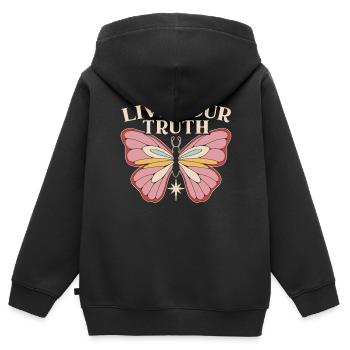 Lebe deine Wahrheit Schmetterling Liebhaber Hippie Festival - Kinder Premium Organic Zip Hoodie - Schwarz - Hinten - AI Model Kid Male (0cm)
