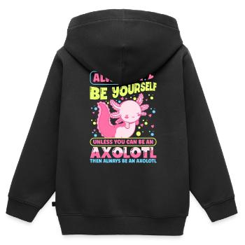 Axolotl - Kinder Premium Organic Zip Hoodie - Schwarz - Hinten - AI Model Kid Male (0cm)