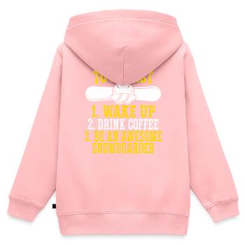 Trinken Sie Kaffee und seien Sie ein großartiger Snowboarder - Kinder Premium Organic Zip Hoodie - Rosa - Hinten - AI Model Kid Female (0cm)
