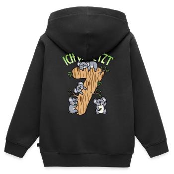 Siebter Geburtstag Junge Koala 7 Jahre Alt - Kinder Premium Organic Zip Hoodie - Schwarz - Hinten - AI Model Kid Male (0cm)