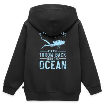 If you are found on land, throw it bi - Kids Premium Organic Zip-up Hoodie - black - Back - AI Model Kid Male (0cm)