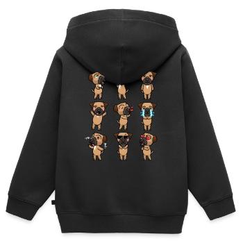 Border Terrier Dog Émotions - Sweat Premium à capuche zippé enfant bio - noir - Dos - AI Model Kid Male (0cm)