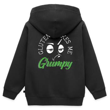 Gluten Makes Me Grumpy Celiac Disease Awareness - Kids Premium Organic Zip-up Hoodie - black - Back - AI Model Kid Male (0cm)