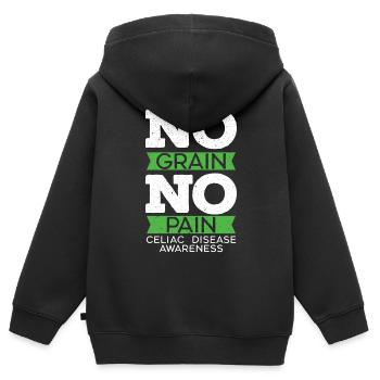 No Grain No Pain Celiac Disease Awareness Month - Kids Premium Organic Zip-up Hoodie - black - Back - AI Model Kid Male (0cm)