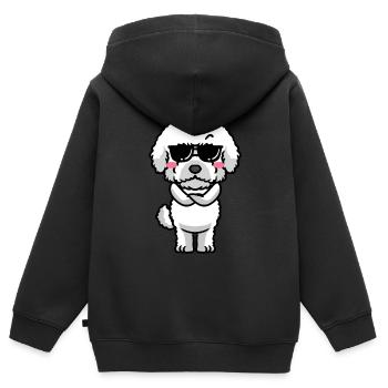 Bichon Frisé Dog Curly Bichon - Kids Premium Organic Zip-up Hoodie - black - Back - AI Model Kid Male (0cm)