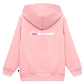 Architecte, Architecture, architecte, j’adore - Sweat Premium à capuche zippé enfant bio - rose - Dos - AI Model Kid Female (0cm)