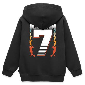 Siebter Geburtstag Junge 7 Jahre Alt - Kinder Premium Organic Zip Hoodie - Schwarz - Hinten - AI Model Kid Male (0cm)