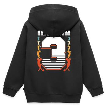 Dritter Geburtstag Junge 3 Jahre Alt - Kinder Premium Organic Zip Hoodie - Schwarz - Hinten - AI Model Kid Male (0cm)