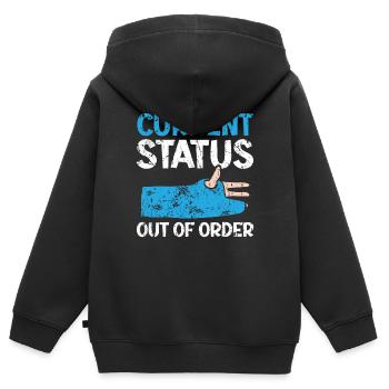 Aktueller Status außer Betrieb Broken Hand Recovery - Kinder Premium Organic Zip Hoodie - Schwarz - Hinten - AI Model Kid Male (0cm)