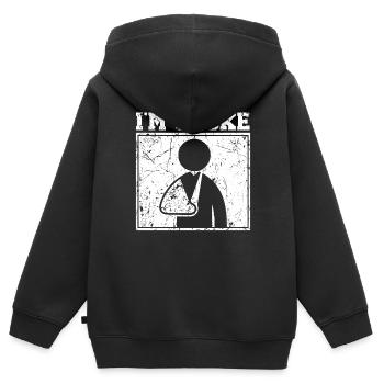 Je suis fauché Fracture Blessure à la main Récupération Réadaptation - Sweat Premium à capuche zippé enfant bio - noir - Dos - AI Model Kid Male (0cm)