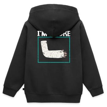 Je suis fauché Fracture Blessure à la main Récupération Réadaptation - Sweat Premium à capuche zippé enfant bio - noir - Dos - AI Model Kid Male (0cm)