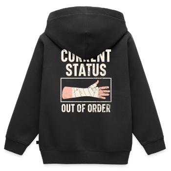 Aktueller Status außer Betrieb Broken Hand Recovery - Kinder Premium Organic Zip Hoodie - Schwarz - Hinten - AI Model Kid Male (0cm)