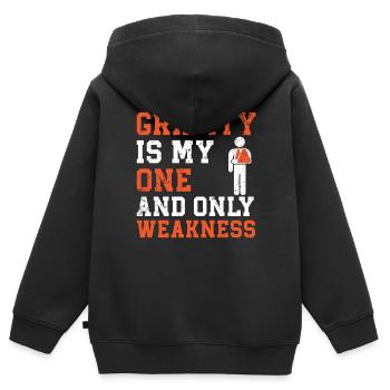 Schwerkraft ist meine einzige Schwäche Gebrochene Hand - Kinder Premium Organic Zip Hoodie - Schwarz - Hinten - AI Model Kid Male (0cm)