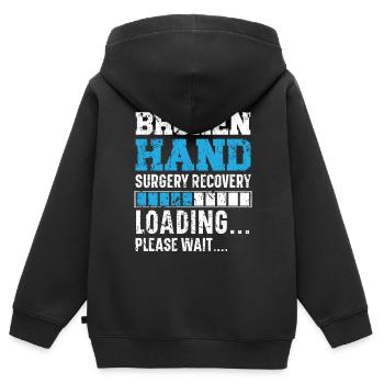 Chirurgie de la main cassée Récupération de blessure - Sweat Premium à capuche zippé enfant bio - noir - Dos - AI Model Kid Male (0cm)