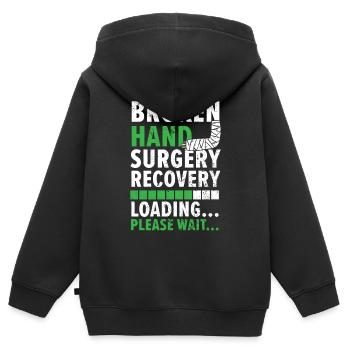 Chirurgie de la main cassée Récupération de blessure - Sweat Premium à capuche zippé enfant bio - noir - Dos - AI Model Kid Male (0cm)