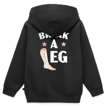Fracture d’une jambe jambe cassée Récupération de blessure - Sweat Premium à capuche zippé enfant bio - noir - Dos - AI Model Kid Male (0cm)