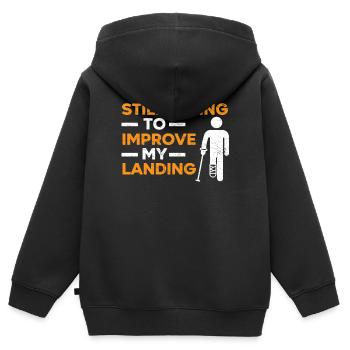 Ich versuche immer noch, mein gebrochenes Bein zu verbessern - Kinder Premium Organic Zip Hoodie - Schwarz - Hinten - AI Model Kid Male (0cm)