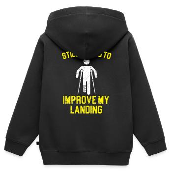 Ich versuche immer noch, mein gebrochenes Bein zu verbessern - Kinder Premium Organic Zip Hoodie - Schwarz - Hinten - AI Model Kid Male (0cm)